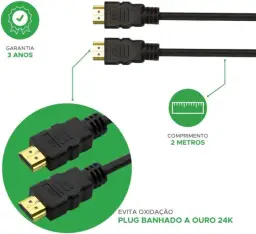 PIX Cabo Hdmi 2.0 4K Hdr 19P 2M Pix Gold, Preto — imagem 3