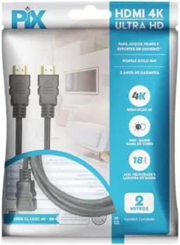 PIX Cabo Hdmi 2.0 4K Hdr 19P 2M Pix Gold, Preto — imagem 1