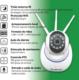 Câmera Segurança 3 Antenas Robo Baba Pet Ip Onvif Wifi Noturna Orbitronic — imagem 4