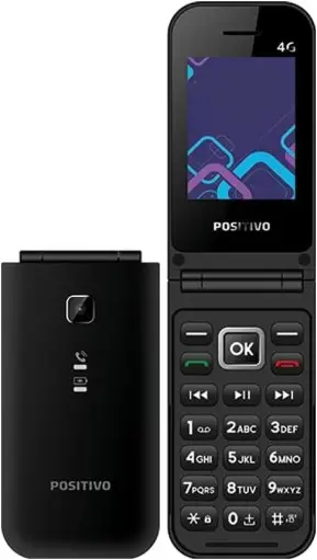 Celular POSITIVO P51, Flip, Função Modem, 4G, Câmera Traseira, Tela 2,4" LCD