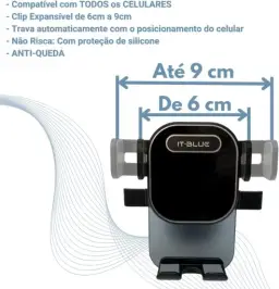 Suporte Celular para Carro, 360°, Antivibração, Antiqueda — imagem 4