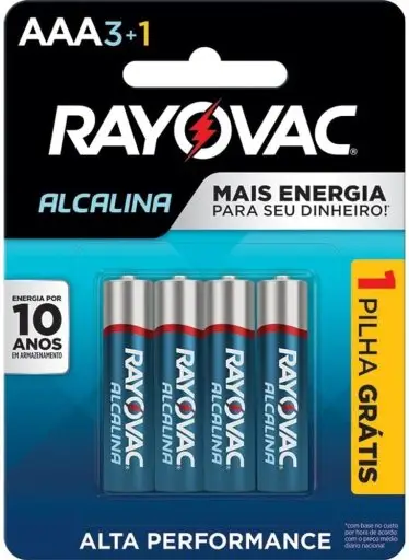 Pilha, Rayovac, Alcalina 20324, Azul, AAA, Palito, Pacote de 4