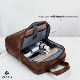Mochila Couro Reforçada Executiva Grande Mochila para Notebook Trabalho Viagem — imagem 5