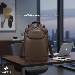 Mochila Couro Reforçada Executiva Grande Mochila para Notebook Trabalho Viagem — imagem 2