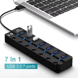 Hub USB 3.0 Com 7 Portas, Botões Individuais, LED — imagem 4