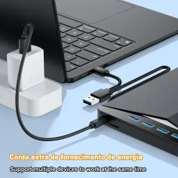 Gravador Externo DVD USB 3.0, Leitor CD/DVD Portátil com Hub USB 7 em 1 — imagem 8