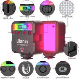 ULANZI VL49 RGB LUZ DE VÍDEO, Iluminação LED 360° Full Color Portátil com 3 — imagem 2