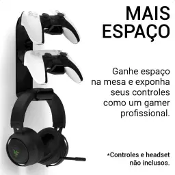 Suporte 2 Controles Playstation5 Ps5 Headphone De Parede Vn — imagem 3