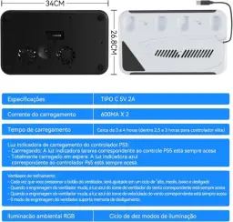 Suporte Cooler de Resfriamento RGB Carregador Controle Compatível com Console — imagem 2