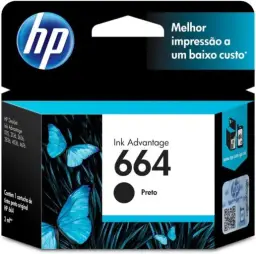 Cartucho de Tinta HP 664 Preto Original (F6V29AB) Para Impressora Deskjet 2136 — imagem 1