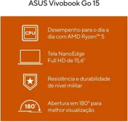 Notebook Asus Vivobook Go E1504fa Amd Ryzen 5 7520u 8gb Ram 256gb Ssd Windows — imagem 5