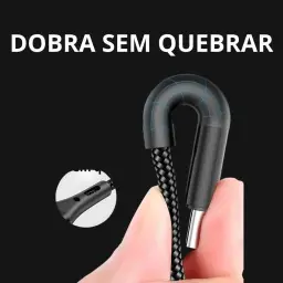 Cabo USB-C 2 metros Tipo C Turbo 60W Ultra Rapido Nylon Trançado e Reforçado — imagem 6