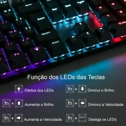 Teclado Mecânico Gamer Switch Blue Led Rgb 7 Cores Rainbow 12 Funções Anti — imagem 4