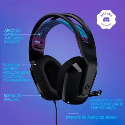 Headset Gamer Logitech G335 com Almofadas com Espuma de Memória — imagem 6