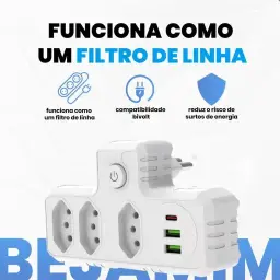 Extensão Elétrica Tomada, Régua Tomada, Régua de Energia, Adaptador Tomada — imagem 8