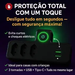 Extensão Elétrica Tomada, Régua Tomada, Régua de Energia, Adaptador Tomada — imagem 3