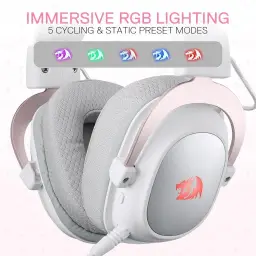 Headset Gamer Redragon Zeus Pro Branco Sem Fio, Bluetooth, Sorround 7.1 — imagem 4