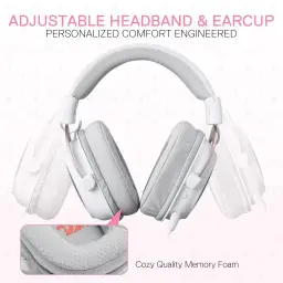 Headset Gamer Redragon Zeus Pro Branco Sem Fio, Bluetooth, Sorround 7.1 — imagem 5