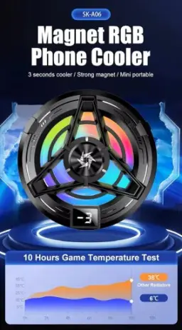 Cooler Gamer para Celular - Modelo SL-17 - RGB Magnético Resfriamento com — imagem 4