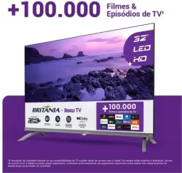 Smart TV 32" HD Britânia B32CRA Roku TV LED Wi-fi HDMI USB — imagem 3