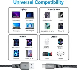 Cabo USB-C I2GO PRO 2m 2,4A Nylon Trançado Chumbo — imagem 5