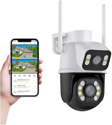 Câmera de Segurança WiFi Externa HD 3MP IP Sem Fio com Visão Noturna