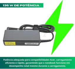 Fonte Carregador Para Notebook Gamer Acer 135w de Potência 19V 7.1A Pino — imagem 8