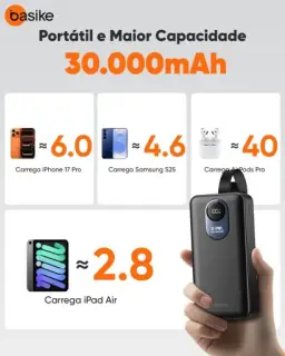 Basike Power Bank 30000mAh, Carregador Portátil com Carregamento Rápido — imagem 2