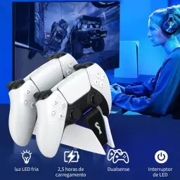 Base Caregamento PS5, Estação De Carregamento Base Dock P/ 2 Controles Sem Fio — imagem 2