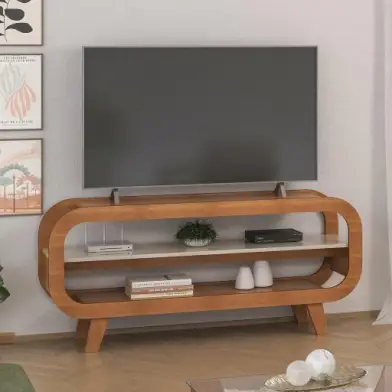 Rack 1,33 mt para TV até 60" com estrutura usinada MDF 15mm THEO cor