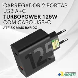 Carregador Turbo 125W Duas Portas + Cabo USB Tipo C de 1m — imagem 2
