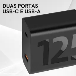 Carregador Turbo 125W Duas Portas + Cabo USB Tipo C de 1m — imagem 6