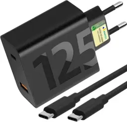 Carregador Turbo 125W Duas Portas + Cabo USB Tipo C de 1m — imagem 1
