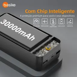 Power Bank 30000mAh, Basike Carregador Portátil 2 Saídas USB-A (até 22.5W) + — imagem 3