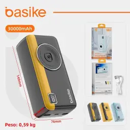 Power Bank 30000mAh, Basike Carregador Portátil 2 Saídas USB-A (até 22.5W) + — imagem 8