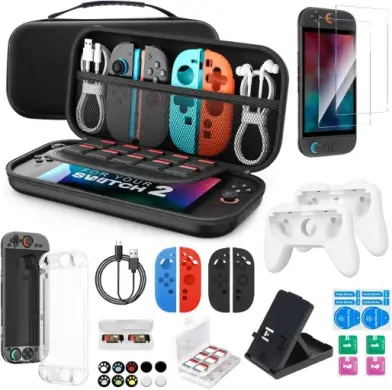 Kit Completo para Nintendo Switch 2 (2025) - Estojo de Transporte Rígido +