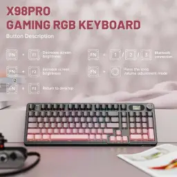 ATTACK SHARK X98 PRO Teclado mecânico sem fio para jogos com tela inteligente — imagem 8