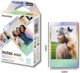 Kit Câmera Instax Mini 12 com pack 10 fotos Mermaid Tail e Bolsa Lilás — imagem 4