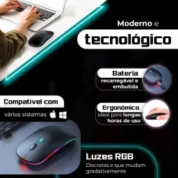 Mouse Sem Fio Recarregável Wireless Bluetooth Óptico Led Rgb Colorido — imagem 5