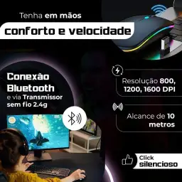 Mouse Sem Fio Recarregável Wireless Bluetooth Óptico Led Rgb Colorido — imagem 3