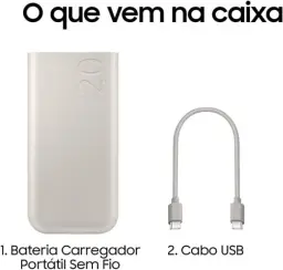Bateria Carregador Portatil 3x USB-C 20000mAh Super Rapida 45W - Bege — imagem 2