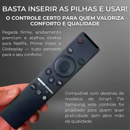 Controle Remoto Compatível com Smart TV Samsung — Com Botões Netflix — imagem 3