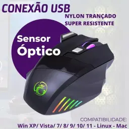 Mouse Gamer Anúbis 7 Botões 3200 DPI Ajustável LED RGB Alta Precisão e — imagem 5