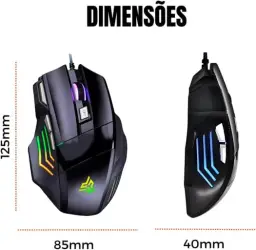 Mouse Gamer Anúbis 7 Botões 3200 DPI Ajustável LED RGB Alta Precisão e — imagem 7