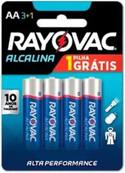 Pilha, Rayovac, Alcalina 208013, Azul, AA, Pequena, Pacote de 4 — imagem 2