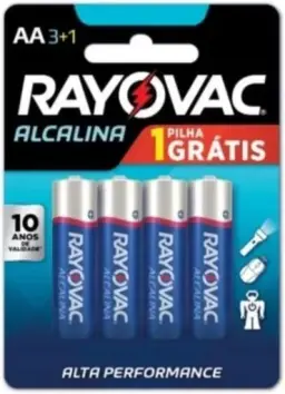 Pilha, Rayovac, Alcalina 208013, Azul, AA, Pequena, Pacote de 4 — imagem 5