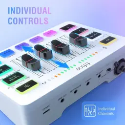 FIFINE Mixer de áudio, mixer para PC de streaming de jogos com controle — imagem 3