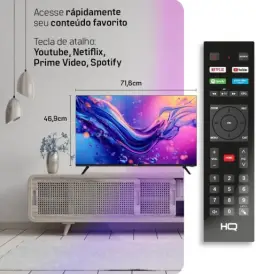 Smart TV HQ 32" HD tela sem bordas Androind 12 design slim HQS32NKHM — imagem 6