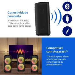 PHILIPS, Caixa de Som Bluetooth Party Speaker, TAX4000/78, com Luzes LED — imagem 3