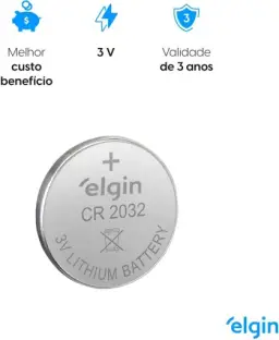 Bateria de Lítio CR2032 Cartela com 5 unidades 3v Elgin - Moeda — imagem 4